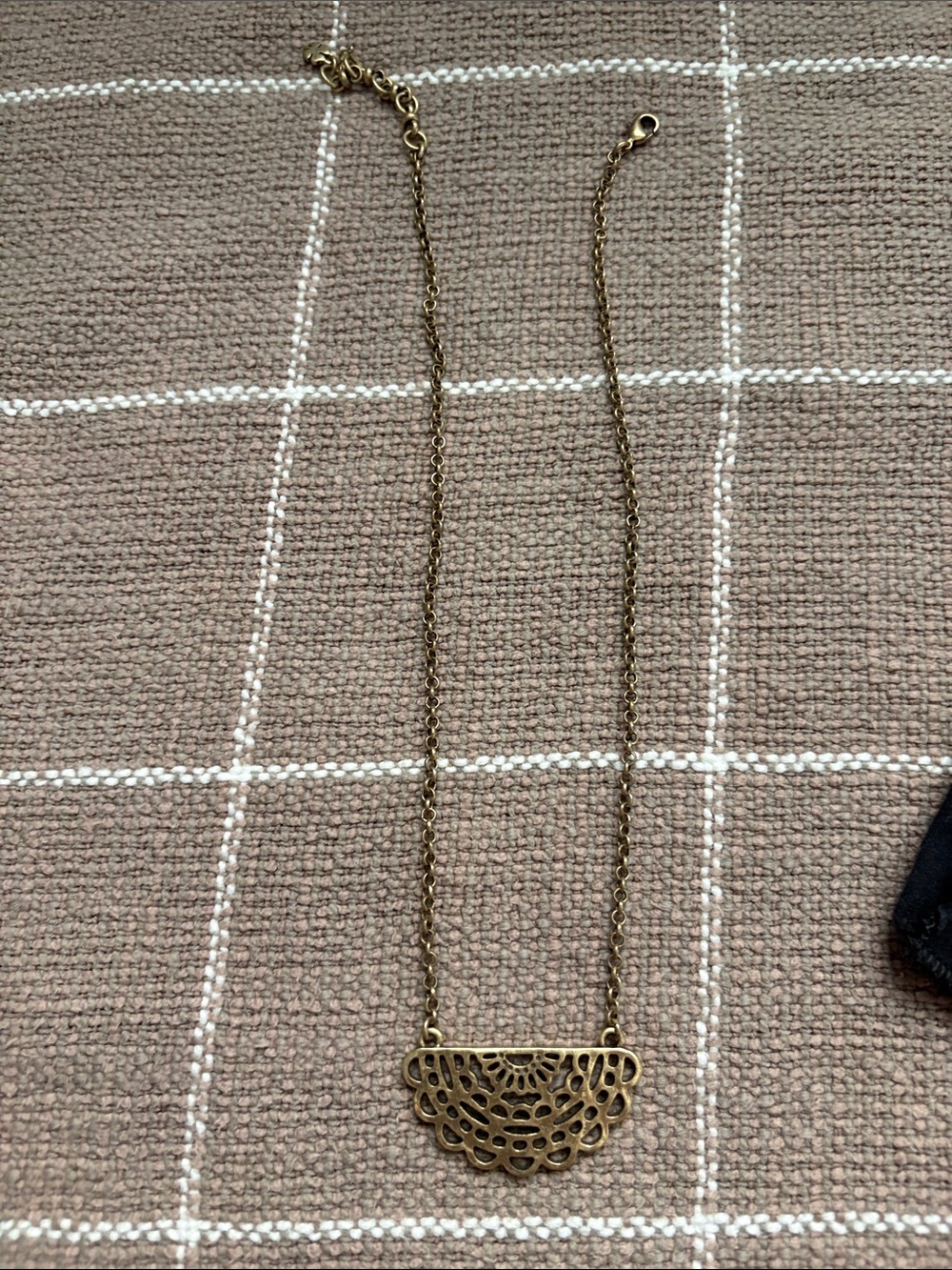 Lucky Brand Antique Gold Filigree Semicircle Necklace